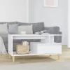 Magasfényű fehér szerelt fa dohányzóasztal 90x49x45 cm