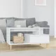 Magasfényű fehér szerelt fa dohányzóasztal 90x49x45 cm