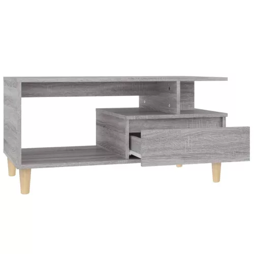 Szürke sonoma szerelt fa dohányzóasztal 90x49x45 cm