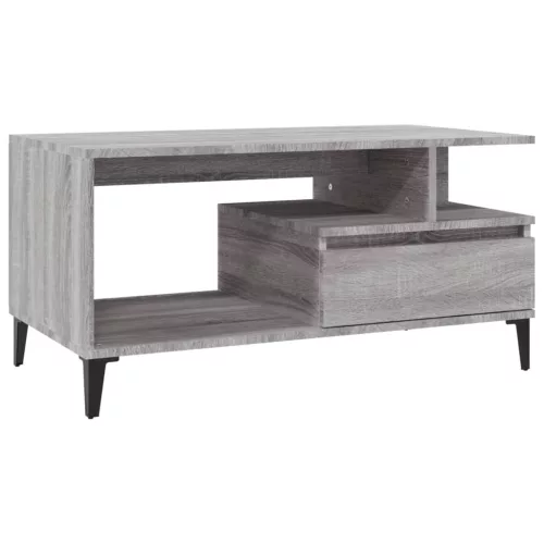 Szürke sonoma szerelt fa dohányzóasztal 90x49x45 cm