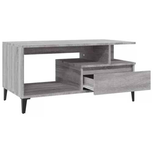 Szürke sonoma szerelt fa dohányzóasztal 90x49x45 cm