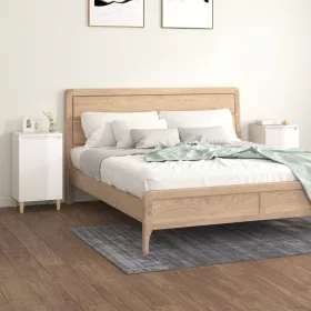   2 db magasfényű fehér szerelt fa éjjeliszekrény 40x35x70 cm