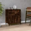 Füstös tölgy színű szerelt fa tálalószekrény 60 x 35 x 70 cm