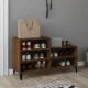 Barna tölgyszínű szerelt fa cipősszekrény 102x36x60 cm