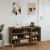 Füstös tölgy színű szerelt fa cipősszekrény 102 x 36 x 60 cm