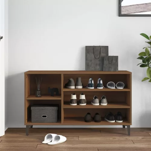 Barna tölgyszínű szerelt fa cipősszekrény 102x36x60 cm