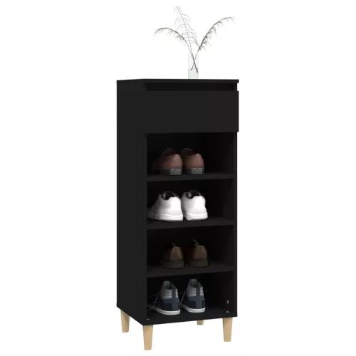 Fekete szerelt fa cipősszekrény 40x36x105 cm