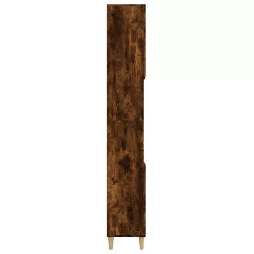 Füstös tölgy színű szerelt fa fürdőszobaszekrény 30x30x190 cm