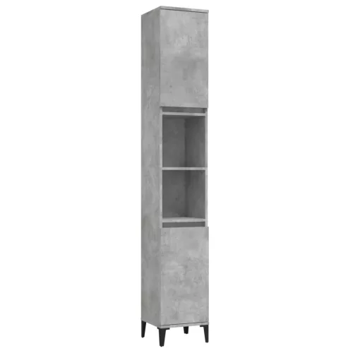 Betonszürke szerelt fa fürdőszobaszekrény 30 x 30 x 190 cm
