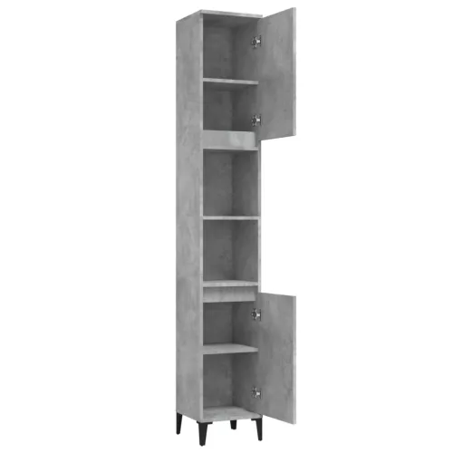 Betonszürke szerelt fa fürdőszobaszekrény 30 x 30 x 190 cm