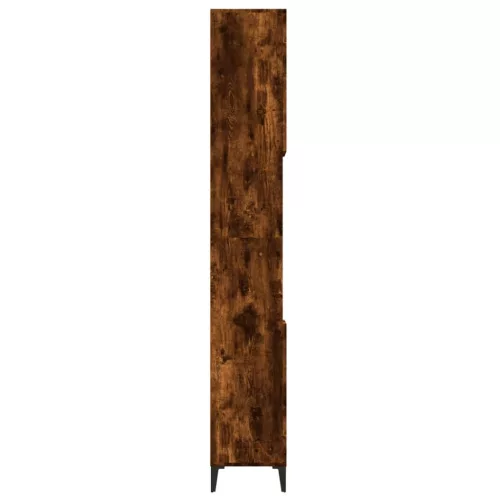 Füstös tölgy színű szerelt fa fürdőszobaszekrény 30x30x190 cm