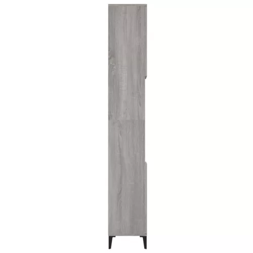 Szürke sonoma színű szerelt fa fürdőszobaszekrény 30x30x190 cm