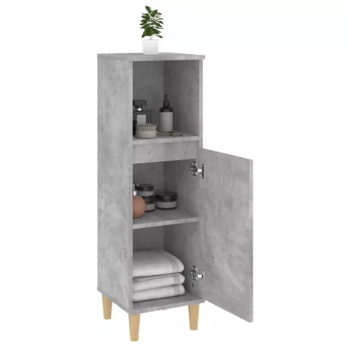 Betonszürke szerelt fa fürdőszobaszekrény 30 x 30 x 100 cm