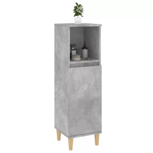 Betonszürke szerelt fa fürdőszobaszekrény 30 x 30 x 100 cm