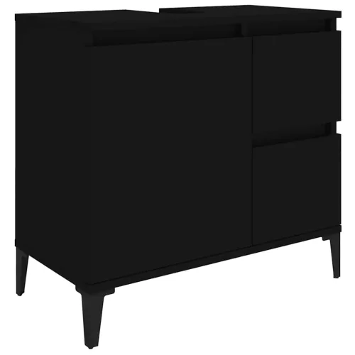 Fekete szerelt fa fürdőszobaszekrény 65 x 33 x 60 cm