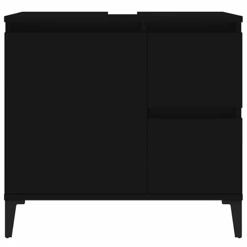 Fekete szerelt fa fürdőszobaszekrény 65 x 33 x 60 cm