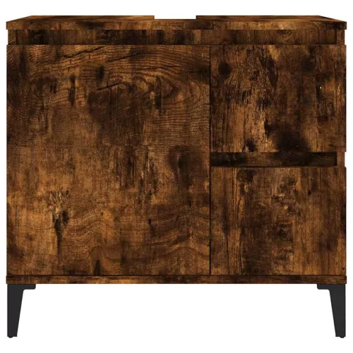 Füstös tölgy színű szerelt fa fürdőszobaszekrény 65x33x60 cm