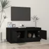 Fekete szerelt fa dohányzóasztal 102x50x44 cm