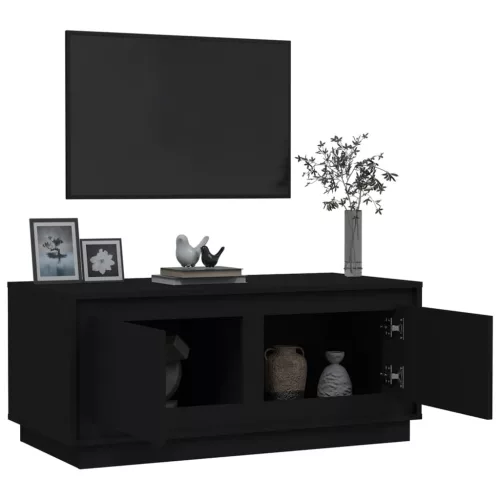 Fekete szerelt fa dohányzóasztal 102x50x44 cm
