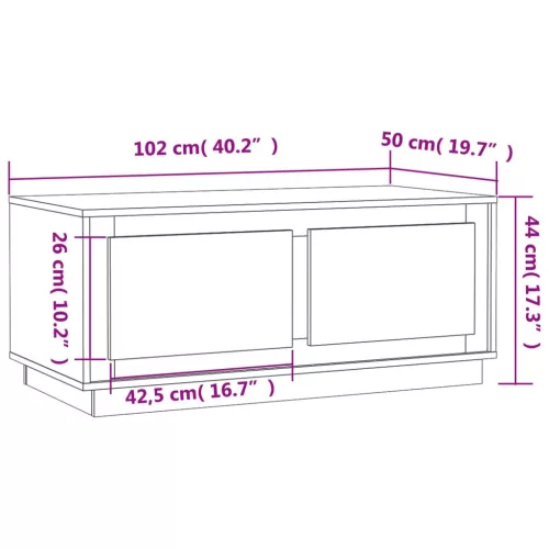 Fekete szerelt fa dohányzóasztal 102x50x44 cm