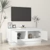 Magasfényű fehér szerelt fa dohányzóasztal 102 x 50 x 44 cm