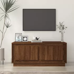 Barna tölgyszínű szerelt fa dohányzóasztal 102x50x44 cm