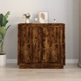   Füstös tölgy színű szerelt fa tálalószekrény 80 x 34 x 75 cm