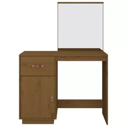 Mézbarna tömör fenyőfa fésülködőasztal 95 x 50 x 134 cm