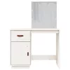 Fehér tömör fenyőfa fésülködőasztal LED-del 95 x 50 x 133,5 cm