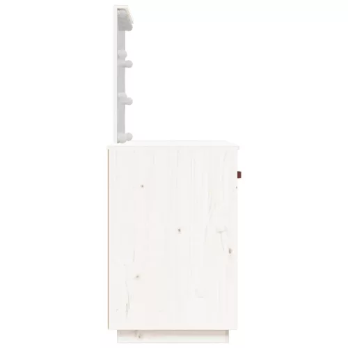 Fehér tömör fenyőfa fésülködőasztal LED-del 95 x 50 x 133,5 cm
