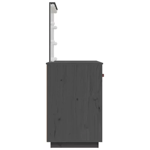 Szürke tömör fenyőfa fésülködőasztal LED-del 95 x 50 x 133,5 cm