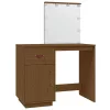 Mézbarna tömör fenyőfa fésülködőasztal LED-del 95x50x133,5 cm