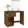 Mézbarna tömör fenyőfa fésülködőasztal LED-del 95x50x133,5 cm