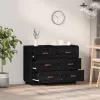 Fekete tömör fenyőfa tálalószekrény 100 x 40 x 75 cm