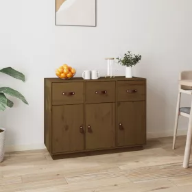   Mézbarna tömör fenyőfa tálalószekrény 100 x 40 x 75 cm