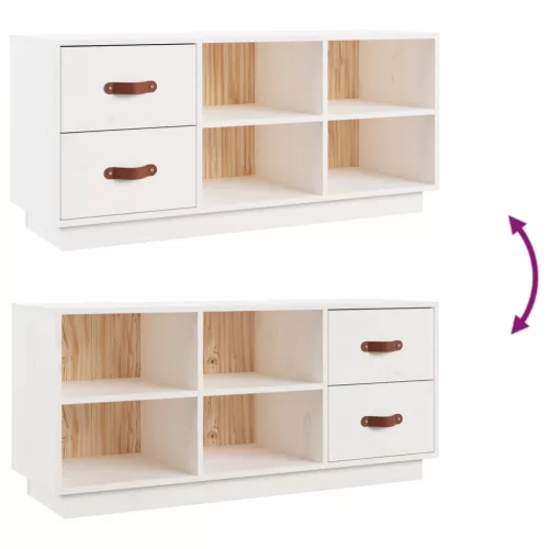 Fehér tömör fenyőfa cipőtároló pad 100 x 34 x 45 cm