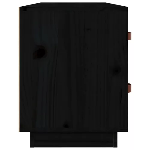 Fekete tömör fenyőfa cipőtároló pad 100 x 34 x 45 cm
