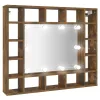 Füstös tölgy színű tükrös szekrény LED-ekkel 91 x 15 x 76,5 cm