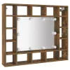 Füstös tölgy színű tükrös szekrény LED-ekkel 91 x 15 x 76,5 cm