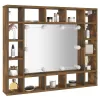 Füstös tölgy színű tükrös szekrény LED-ekkel 91 x 15 x 76,5 cm