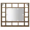 Füstös tölgy színű tükrös szekrény LED-ekkel 91 x 15 x 76,5 cm
