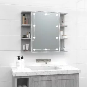   Szürke sonoma tölgy színű tükrös szekrény LED-del 70x16,5x60 cm