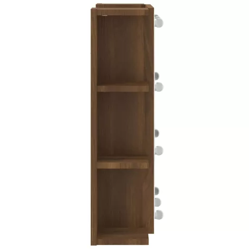 Barna tölgyszínű tükrös szekrény LED-ekkel 70 x 16,5 x 60 cm