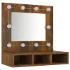 Füstös tölgy színű tükrös szekrény LED-ekkel 60 x 31,5 x 62 cm