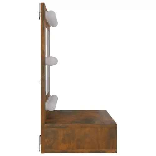Füstös tölgy színű tükrös szekrény LED-ekkel 60 x 31,5 x 62 cm