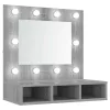 Szürke sonoma színű tükrös szekrény LED-ekkel 60 x 31,5 x 62 cm
