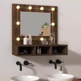   Barna tölgy színű tükrös szekrény LED-ekkel 60 x 31,5 x 62 cm