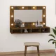 Füstös tölgy színű tükrös szekrény LED-ekkel 90 x 31,5 x 62 cm