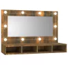 Füstös tölgy színű tükrös szekrény LED-ekkel 90 x 31,5 x 62 cm