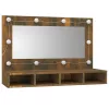 Füstös tölgy színű tükrös szekrény LED-ekkel 90 x 31,5 x 62 cm